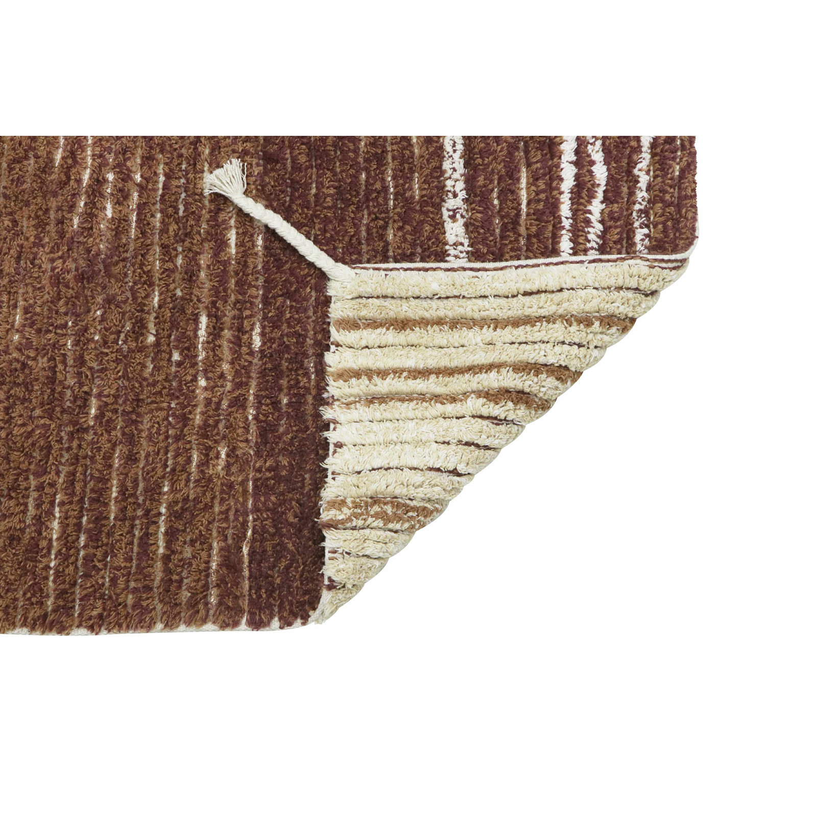 Reversible Twin Toffee Washable Striped Rug, Rectangle 2'7" x 4'7"