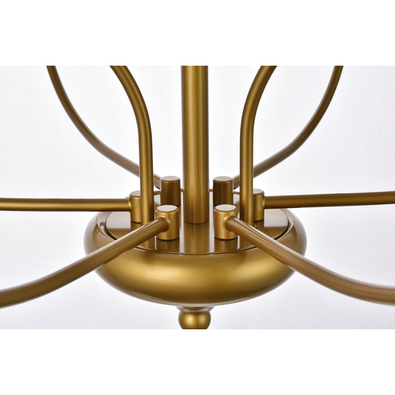 Luminaire suspendu géométrique unique Kirtland, Laiton, 6 lumières, H 24,8 po x l 24 po x P 24 po