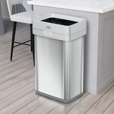 Clorox™ 13 Gallon Slim Open Top Stainless Steel Trash Can with Clorox Odor Protection