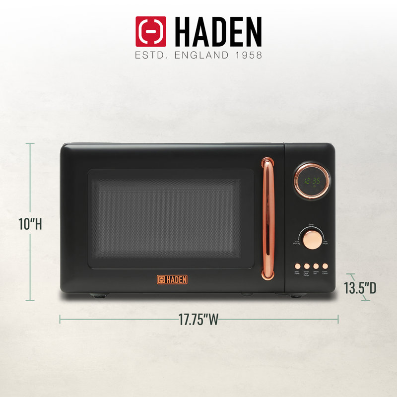 Haden 700 Watt 0.7 Cubic Foot Microwave Oven with Digital Controls, Black/Copper, Black