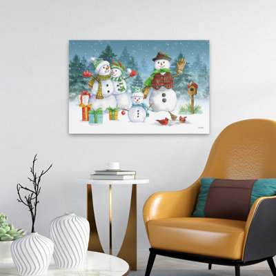 Snowman Family I  Animals Bird Houses Birds Black Art