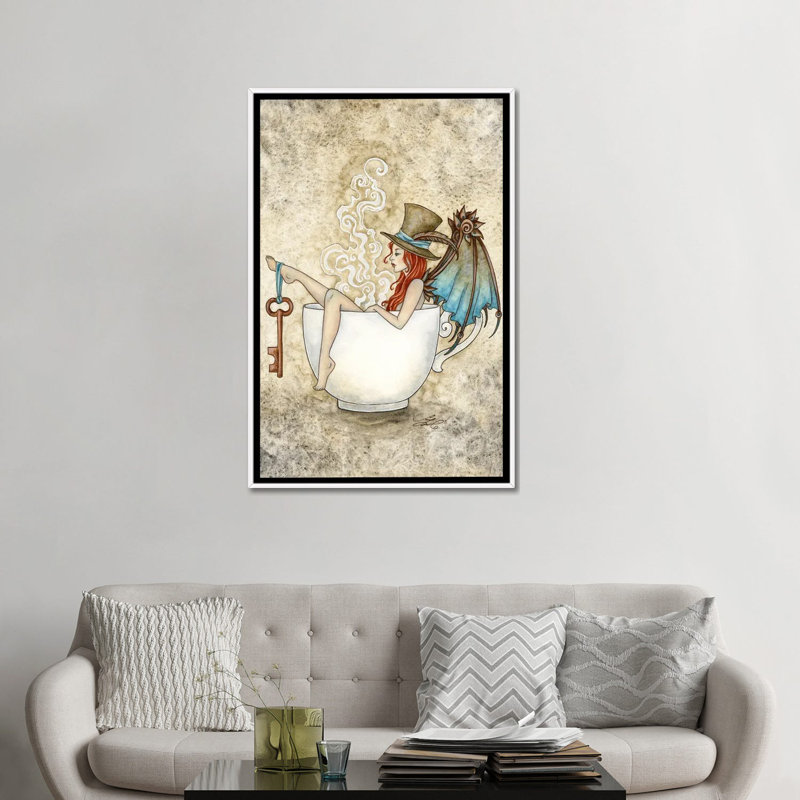 Bain de vapeur, Toile encadrée flottée blanche, Pas de tapis, H 48 po x l 32 po x P 1,5 po