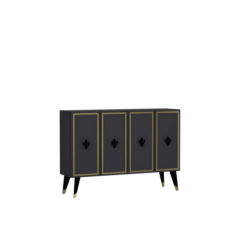 Modern Console Table, Gold, 47.2 x 31.5 x 11.6 inches | 100% Melamine Coated Particle Board | Wall-Mountable, Multiple Shelves, Stylish & Functional Design for Living Room or Entryway