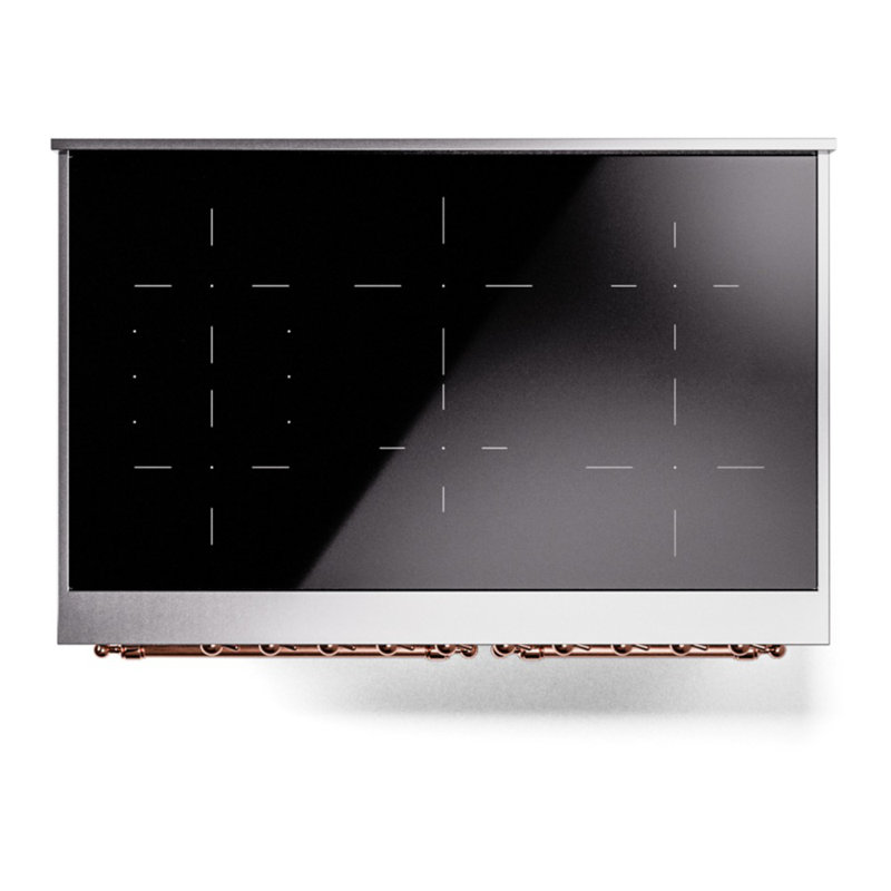 Cuisinière à induction 40 pouces avec 6 éléments à induction ILVE Nostalgie II Series (porte en verre), RAL / cuivre