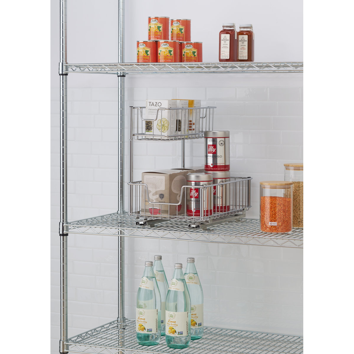 TRINITY 2-Tier Chrome Steel Wire Sliding Undersink Organizer (2-Pack) (Set of 2)