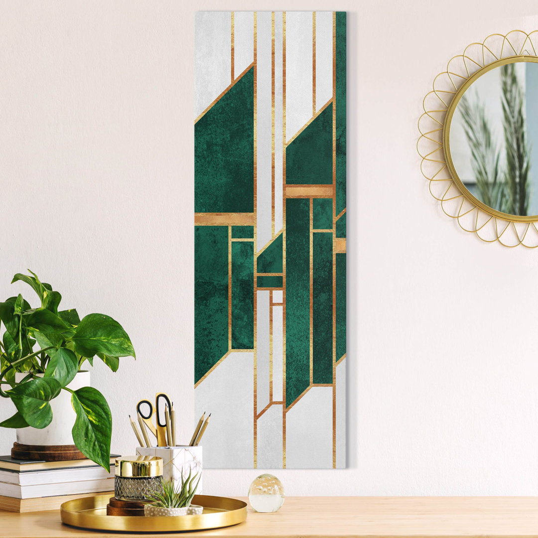 Leinwandbild Emerald und Gold Geometrie von Elisabeth Fredriksson