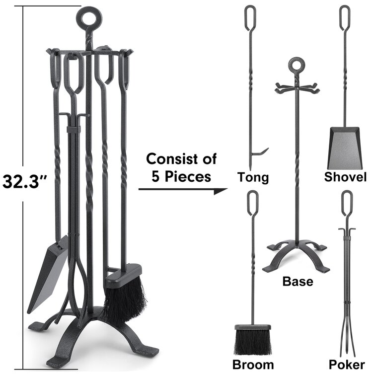 Pince à bûches cheminée Tribu gris 70cm - Barbecue & Co