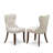 3 Piece Dining Table Set Contains 1 Kitchen Table and 2 Doeskin Linen Fabric Kitchen Chair Button Tufted Back with Nail Heads - Mahogany Finish-1300094742-1300094741-1333752358