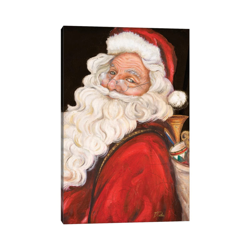 «Sourire du Père Noël souriant» par Patricia Pinto - peinture sur toile tendue, H 60 po x l 40po x P 1,5 po