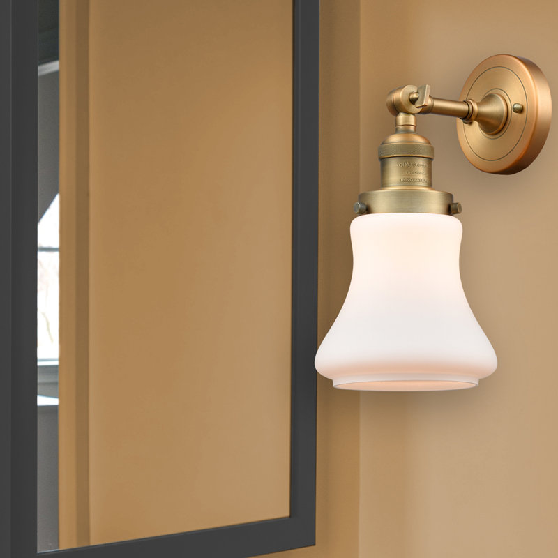 Edda Dimmable Bath Sconce, 6 Watt Vinage LED Bulb, Brushed Brass, Matte White