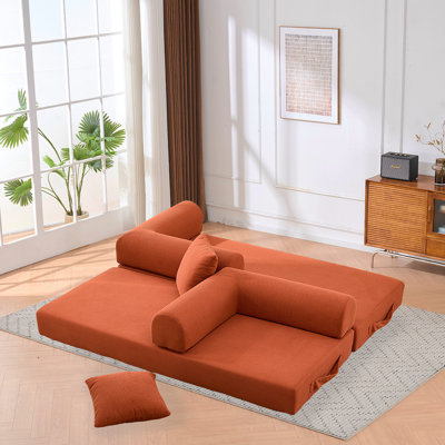 Canapé-lit pliant, canapé-lit convertible de 63 po avec 2 coussins, canapé-lit pliant, matelas à ressorts en mousse, canapé-futon pour le salon, le bureau, l’appartement