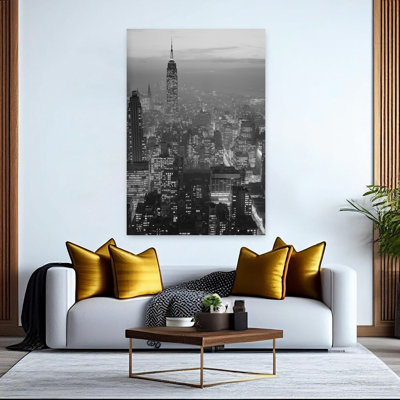 1960S Night View Manhattan Empire State Building Looking South From Midtown Classic Retro Vintage Architecture City Wall Art