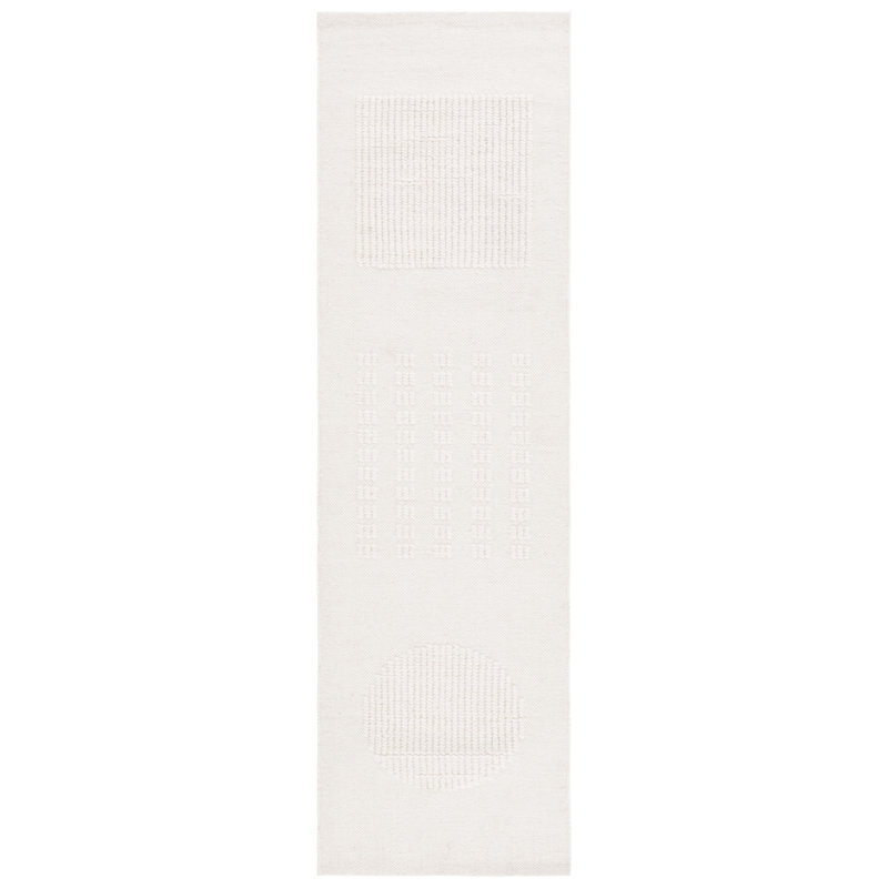 Tapis ivoire fait à la main Charvik, Tapis de couloir 2 pi 3 po x 8 pi