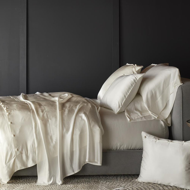 Charmeuse Silk Sheet Set, King Sheet Set with 2 Pillowcases, White