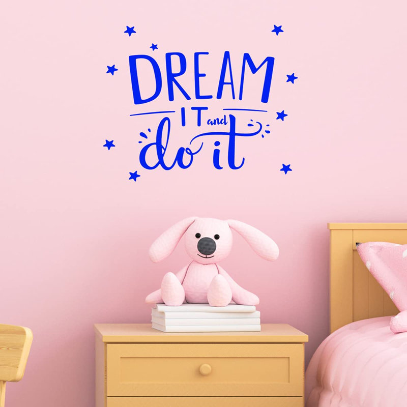 Text & Numbers Non-Wall Damaging Wall Decal, 21" H x 25" W, Blue