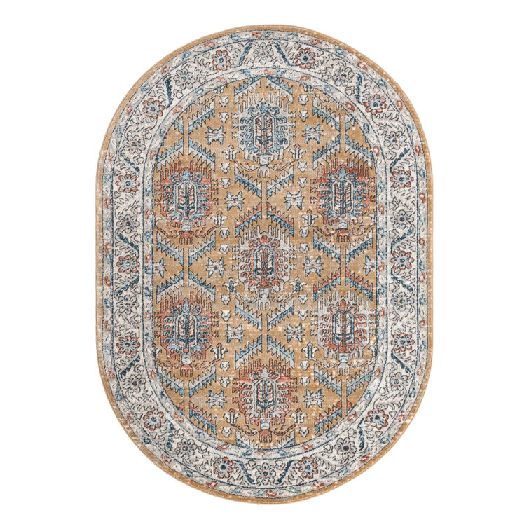 Weingartner Performance Mustard Yellow/Ivory/Blue Rug