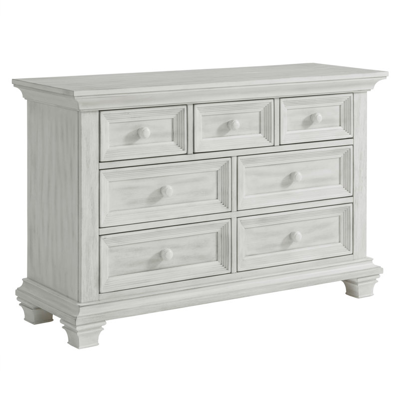 Commode 7 tiroirs Weston, Blanc rétro