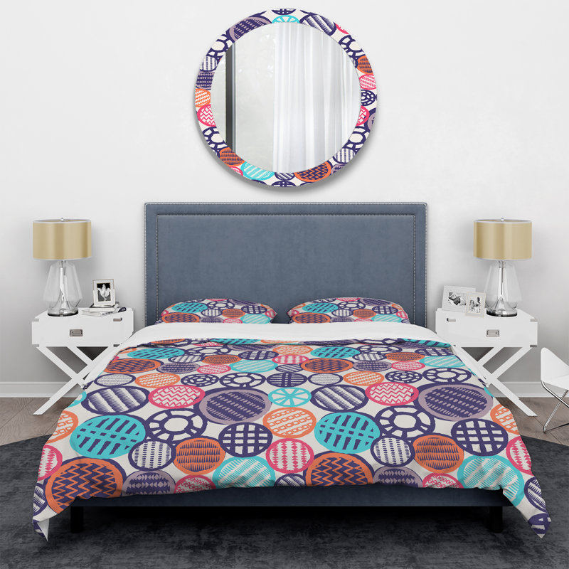 Motif de cercles multicolores - ensemble de housse de couette abstrait - polyester microfibre