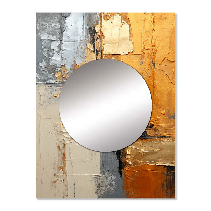 Angleside gris doré brillant géométrie XV - abstrait collages miroir, miroir mural décoratif moderne, art imprimé en métal