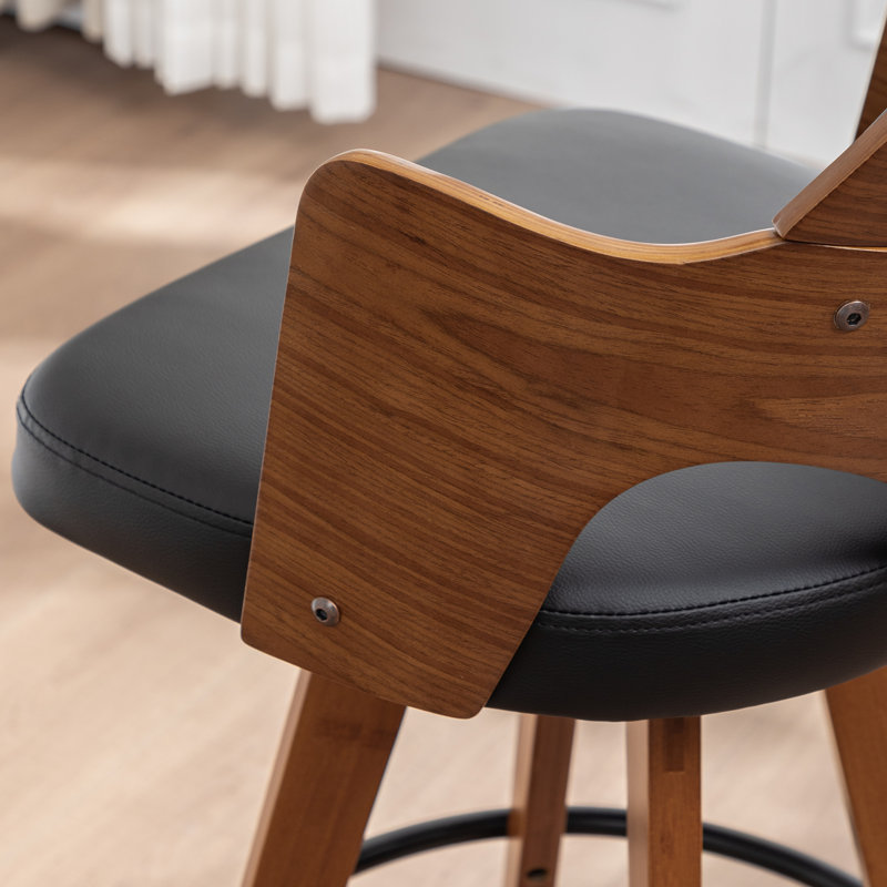 Swivel Upholstered Counter Stool, Counter Stool (26.77" Seat Height), Black