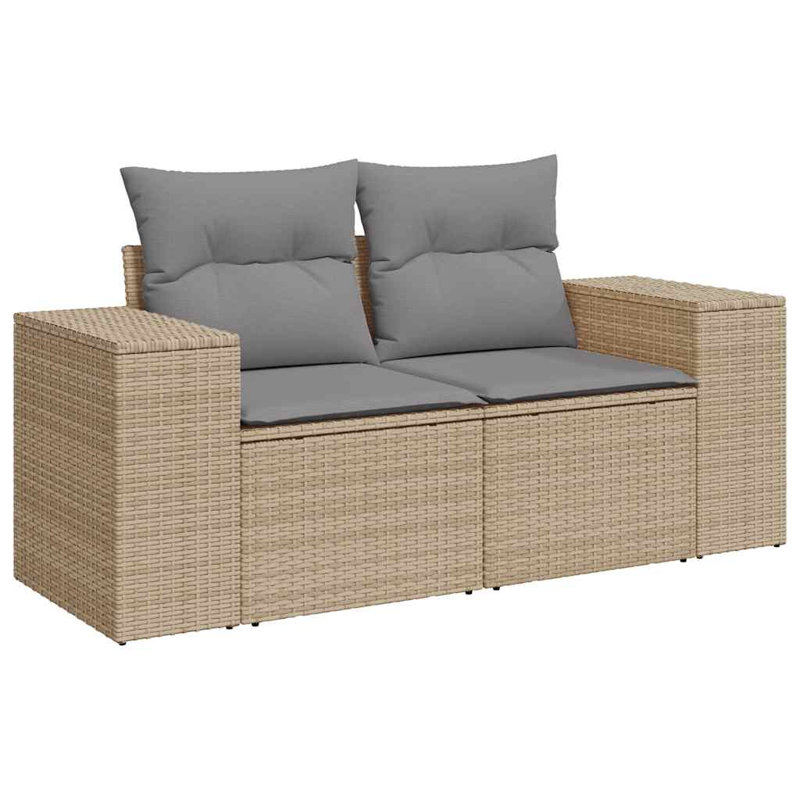  Ensemble de canapé de jardin avec accoudoirs réglables en rotin PE beige