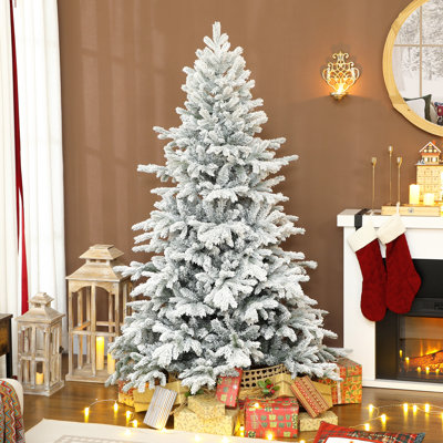 6ft Snow Flocked Artificial Christmas Tree with Realistic Branch Tips