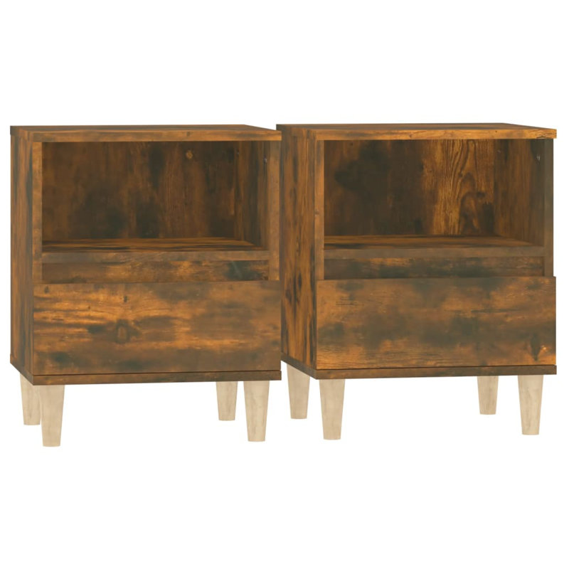 Jaiman 40cm W Solid Wood Bedside Table, Set of 2, Brown