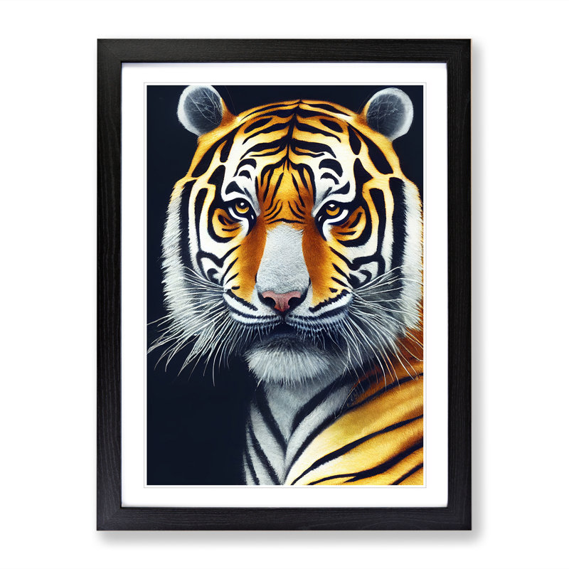 Royal Tiger - Single Picture Frame Print, 64cm H x 46cm W x 2cm D, Black Framed