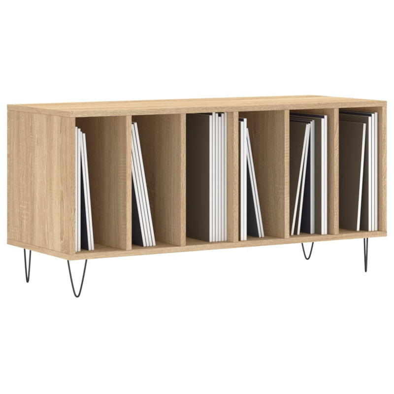 Armoire à disques vidaXL, bois d'ingénierie, fer moyen moderne, Chêne sonoma
