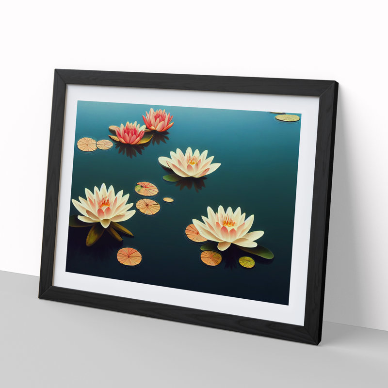 Water Lily Pond - Framed Print, Black Framed, 46cm H x 64cm W x 2cm D