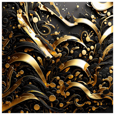 Gold Black Swirls Quilted Bedspread All Sizes