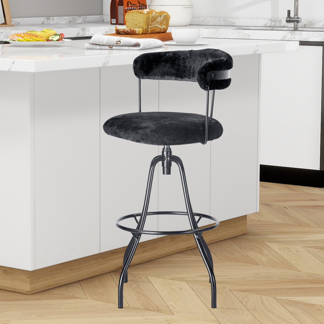 Swivel Upholstered Bar Height Bar Stool Kitchen Stool Everly Quinn 