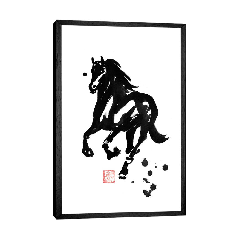 Stallion by Péchane - Print on Canvas, 66.04 cm H x 45.72 cm W, Black Framed