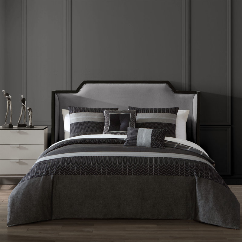 Ensemble d'édredon réversible 100% satin de coton 5 pièces Bebejan Kyle, Édredon grand + 4 pièces supplémentaires