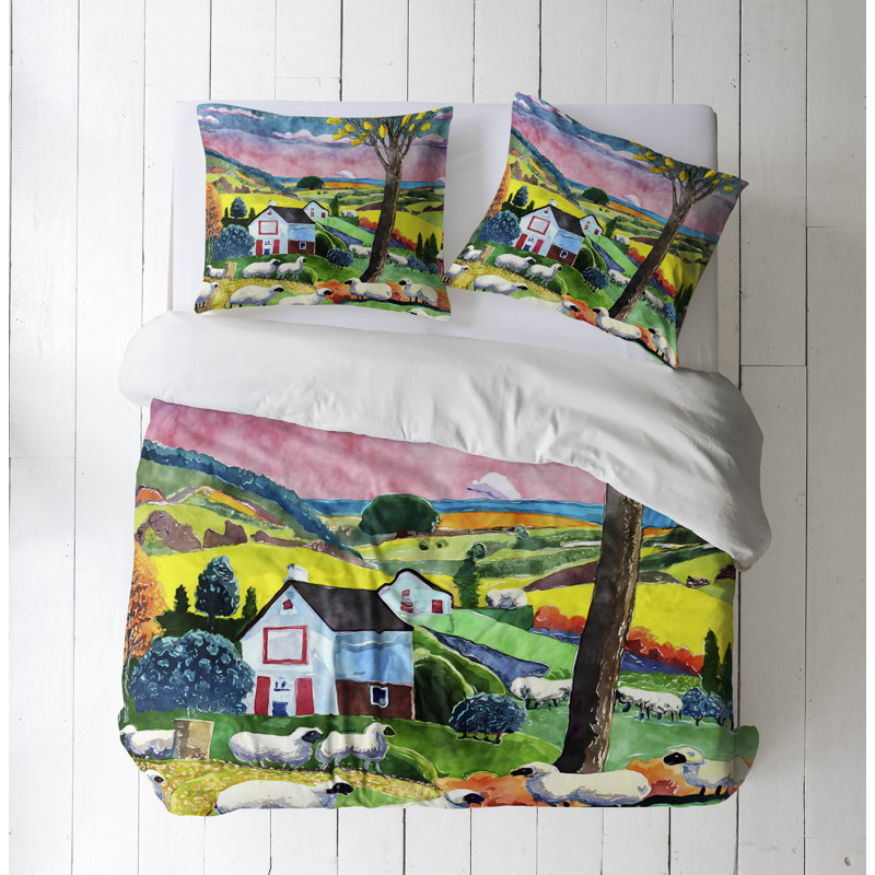 Modern & Contemporary Polyester Abstract Duvet Cover, King Duvet Cover + 2 King Shams