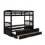 Lit simple superposé avec échelle, barrière de sécurité, lit gigogne simple à 3 tiroirs pour chambre d'adolescent, mobilier de chambre d'amis (espresso)-1575214257