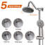 Système de pomme de douche double en nickel brossé avec hauteur réglable, pluie de 6 pouces et poche en nickel, pour un look élégant