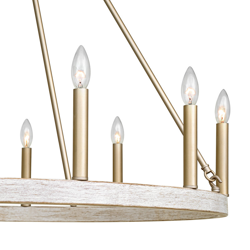 12-Light Wagon Wheel Candle Style Chandelier, Driftwood/bronze dust