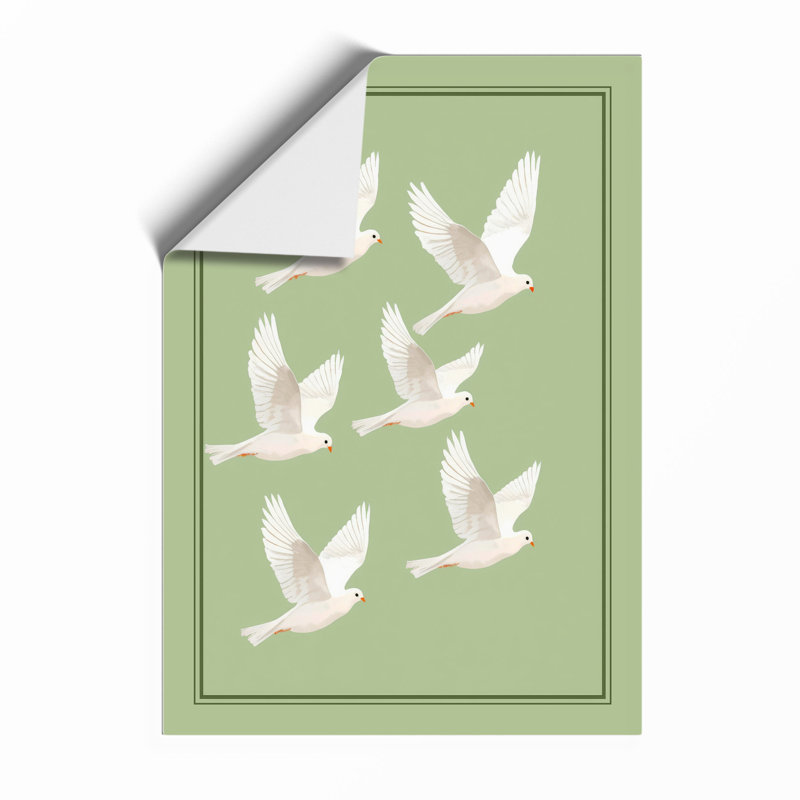 Doves in Flight Minimalist - Framed Print, A3 - 42.0 x 29.7 cm, Unframed