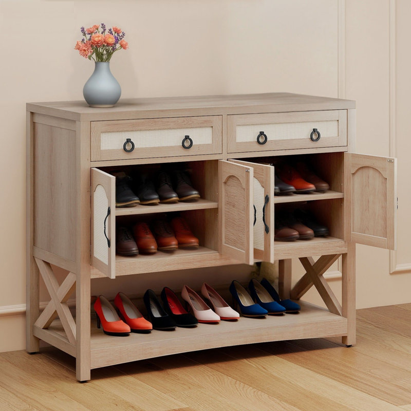 47" Boho Shoe Cabinet With Adjustable Shelves