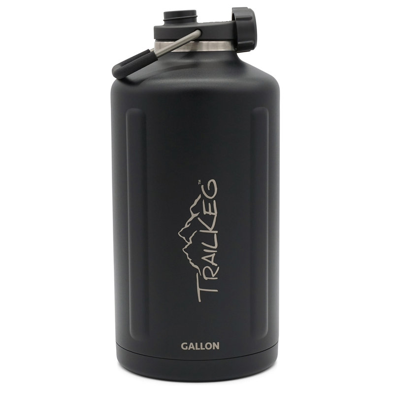 TrailKeg Double Wall Insulated Stainless Steel Water Bottle, 128 oz., Black