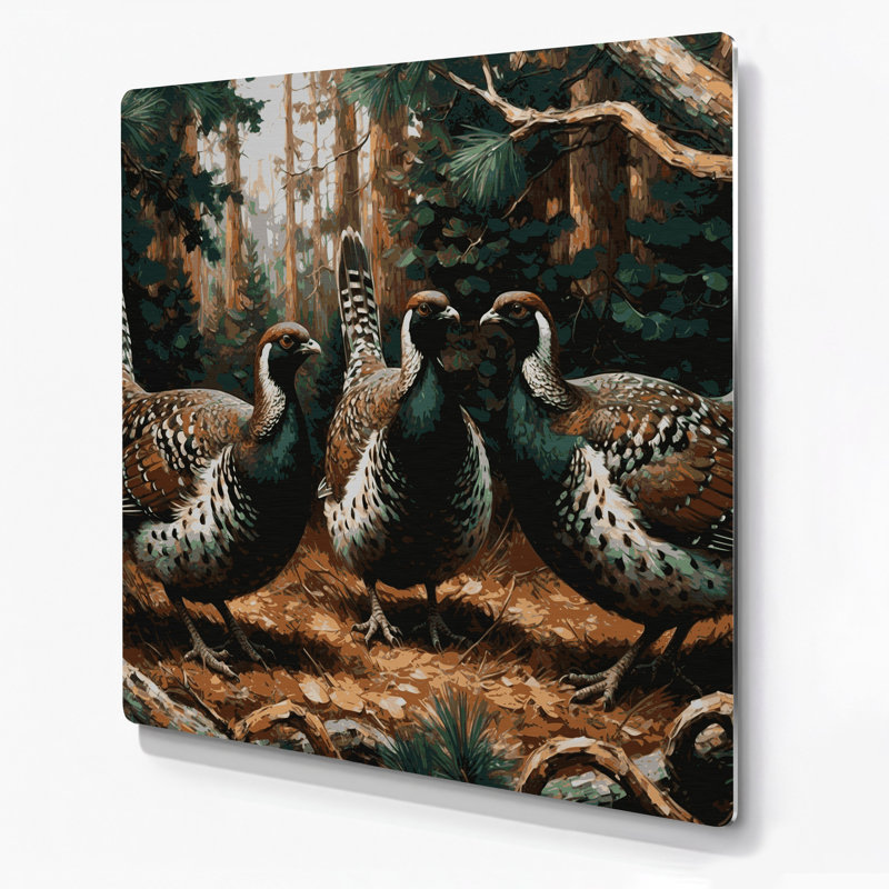 Oiseau, épinette, gélinotte noire, art mural en métal, H 192 po x l 192 po x P 0,05 po