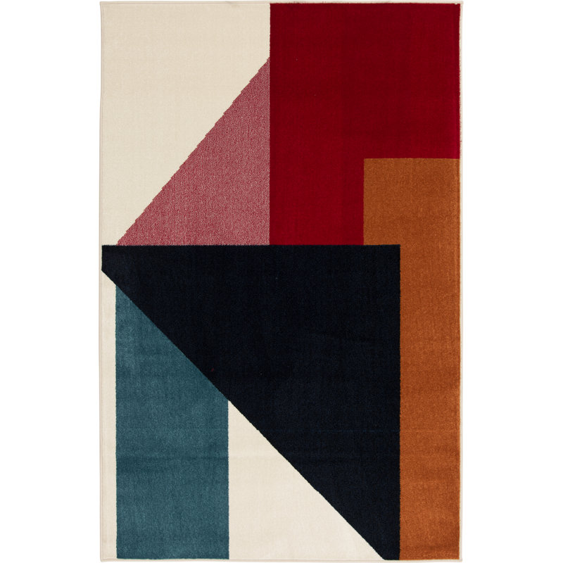 Tapis bleu intérieur / extérieur en polypropylène touffeté à la machine Vicaro, Rectangle 7 pi 10 po x 9 pi 10 po