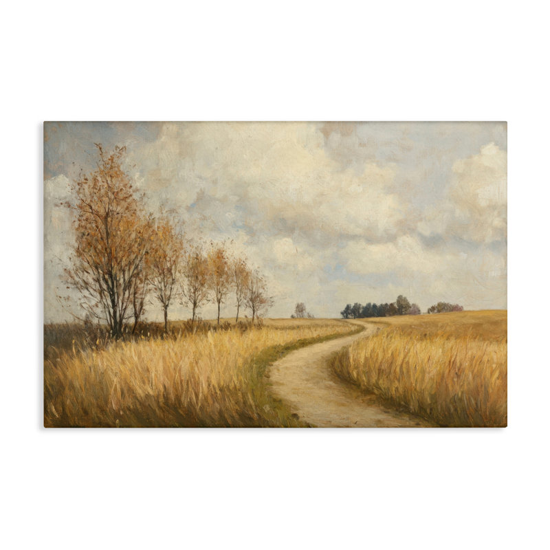 Toile Wheat Road Path, conception de Petal Prints Design, H 16 po x l 24 po