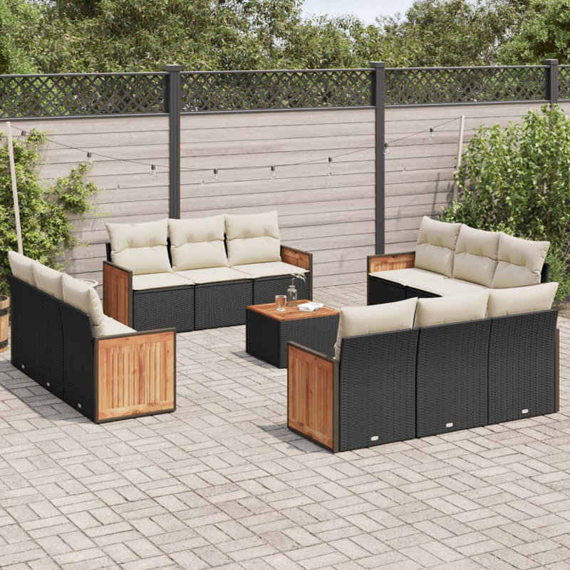  Ensemble de canapé de jardin noir et blanc crème