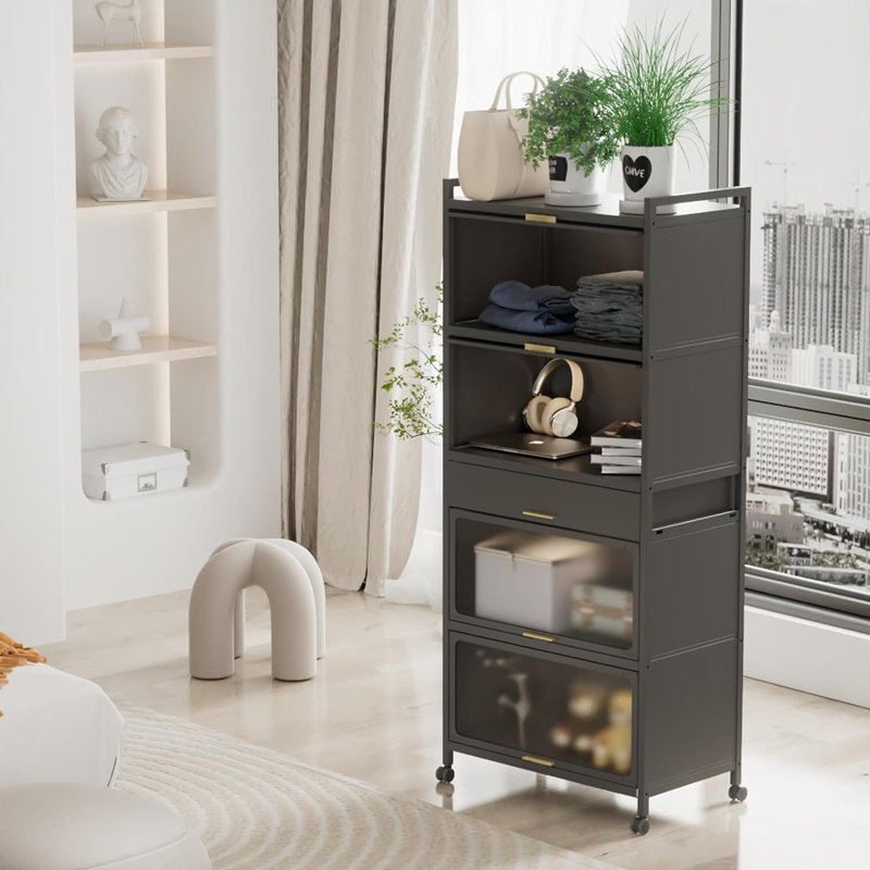 Étagère de boulanger standard en acier 23,6 po avec compatibilité micro-ondes, Noir