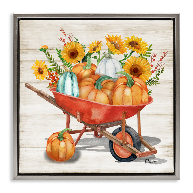 «Rustic Harvest Wagon» par Paul Brent, Cadre flottant gris lustré, H 25 po x l 25 po