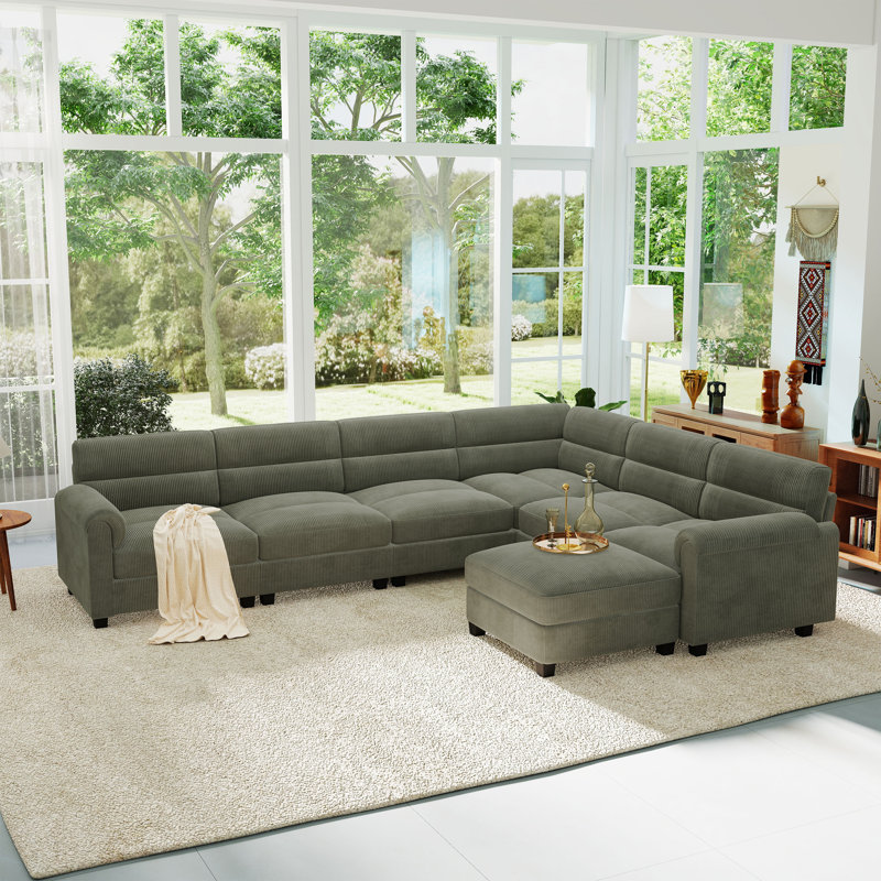 Canapé modulaire rembourré avec repose-pieds Dona, H 31,5 po x l 114,9 po x P 89 po