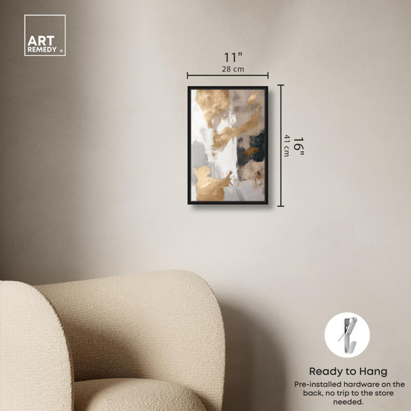 Boosted Canvas Midcentury Abstract par Art Remedy, Cadre noir, H 16 po x l 11 po