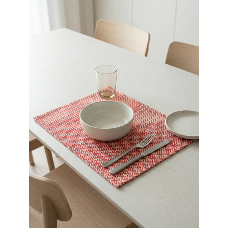 Polished Pink Herringbone Bay Indoor Outdoor Placemat, Blue